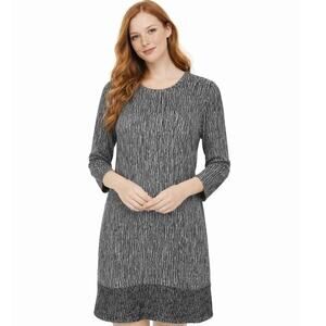 NEW Papillon Textured Liner Print Sweater Dress Grey Size Large